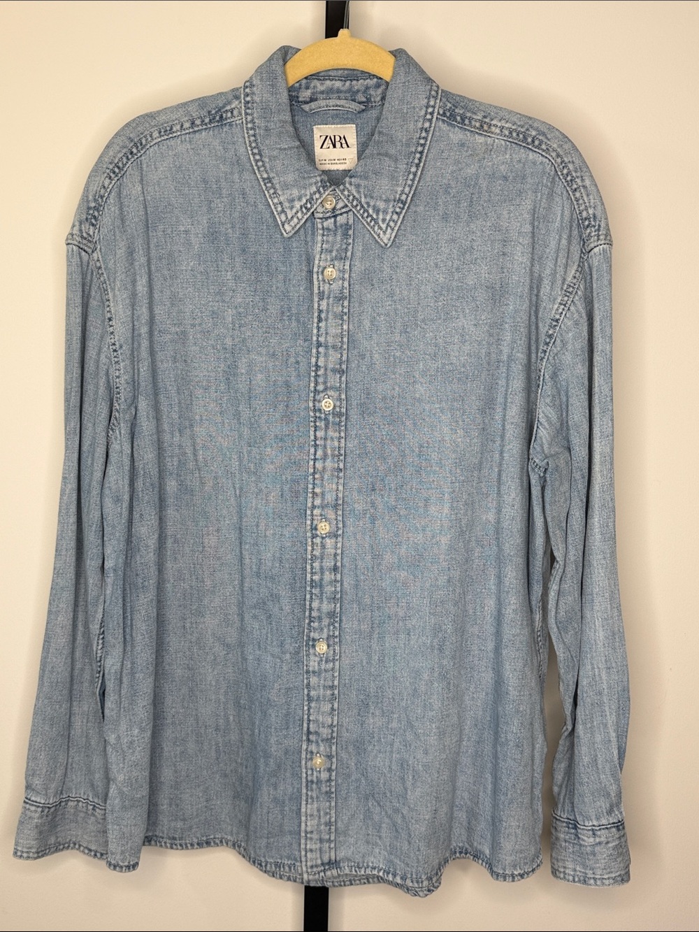 Zara Light Wash Denim Button-Down Shirt